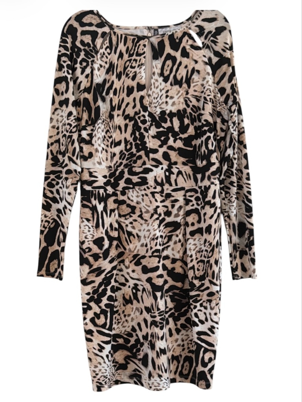 Jennifer Lopez JLO Leopard Print Triple Cutout Keyhole Bodycon Dress L